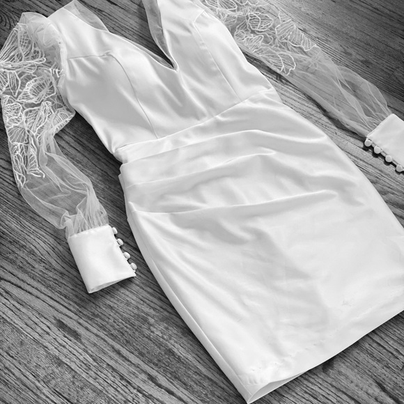 Rime Arodaky inspired /custom mini dress puff sleeve - Picture 4 of 11